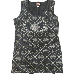 Harley Davidson Black Skull Tank Top Large